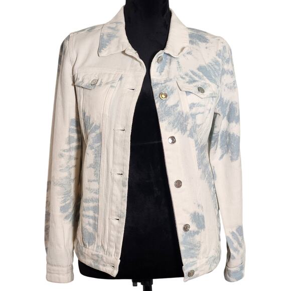 ALTAR'D STATE Blue & Ivory Tie Dye Denim Jacket, Size Medium - Picture 1 of 12